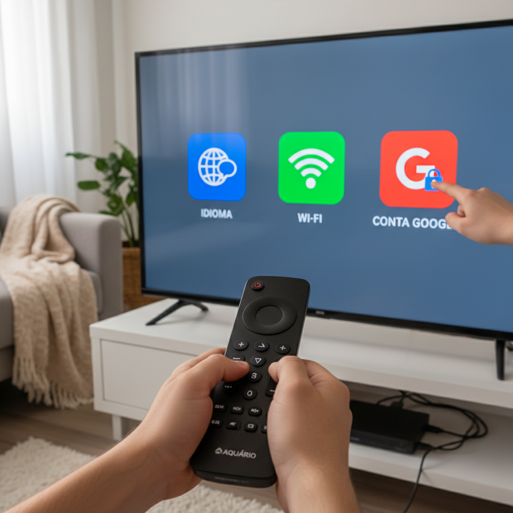 Como configurar TV Box Aquário: guia completo passo a passo — Configuração inicial: idioma, Wi-Fi e conta Google