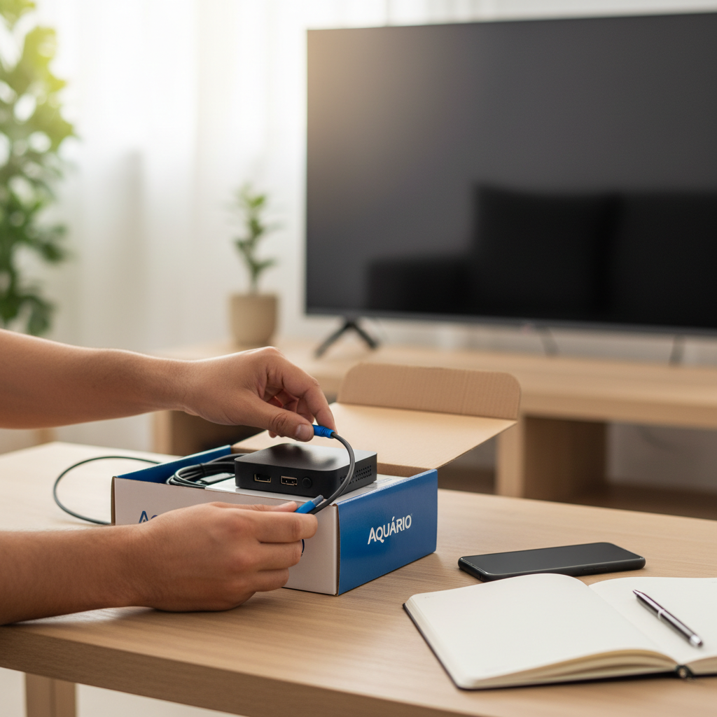 Como configurar TV Box Aquário para assistir TV aberta — Primeiros passos: configuração inicial do TV Box Aquário