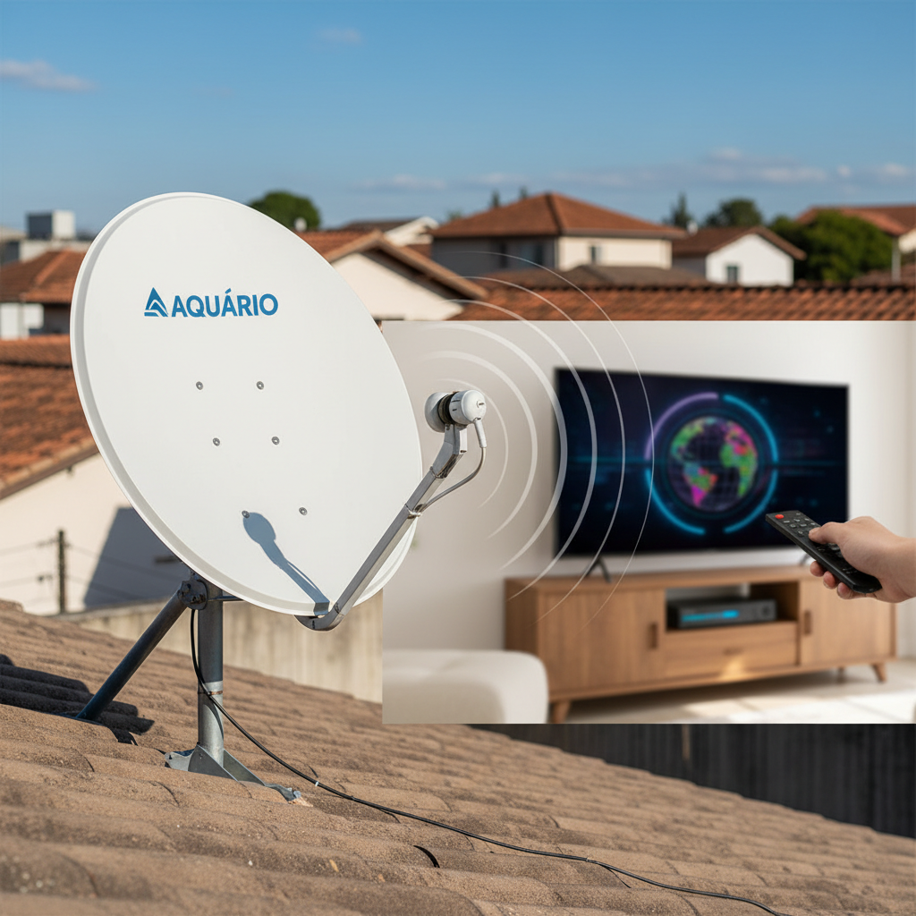 Como funciona a transmissão de TV via satélite Aquário: guia completo do sinal ao receptor — Banda Ku: o padrão dominante no Brasil