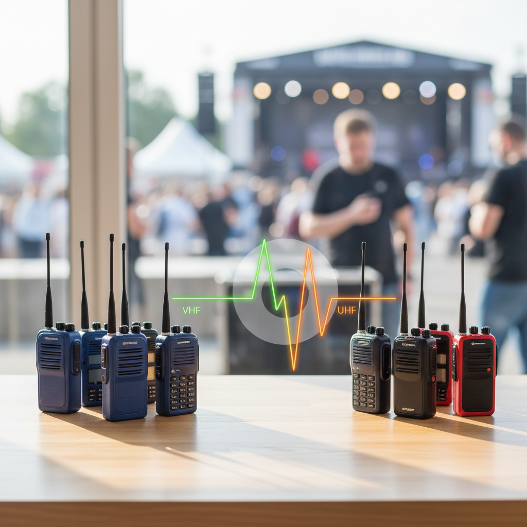 Rádios comunicadores para eventos: como escolher o modelo ideal — Frequência VHF ou UHF: qual usar em eventos